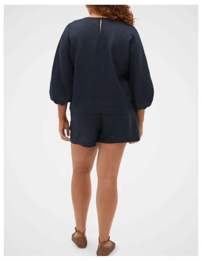 Seed Heritage Core Linen Balloon Sleeve Top