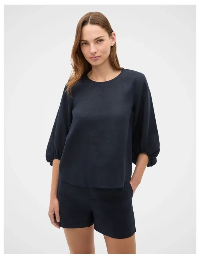 Seed Heritage Core Linen Balloon Sleeve Top