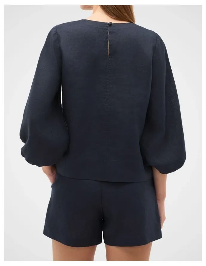 Seed Heritage Core Linen Balloon Sleeve Top