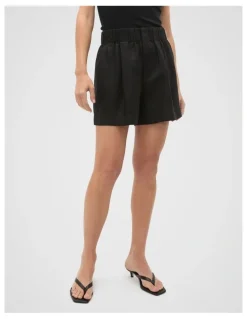 Seed Heritage Core Linen Gathered Palazzo Short in Black