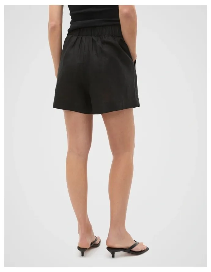 Seed Heritage Core Linen Gathered Palazzo Short in Black