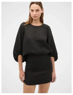 Seed Heritage Core Linen Curve Hem Mini Skirt