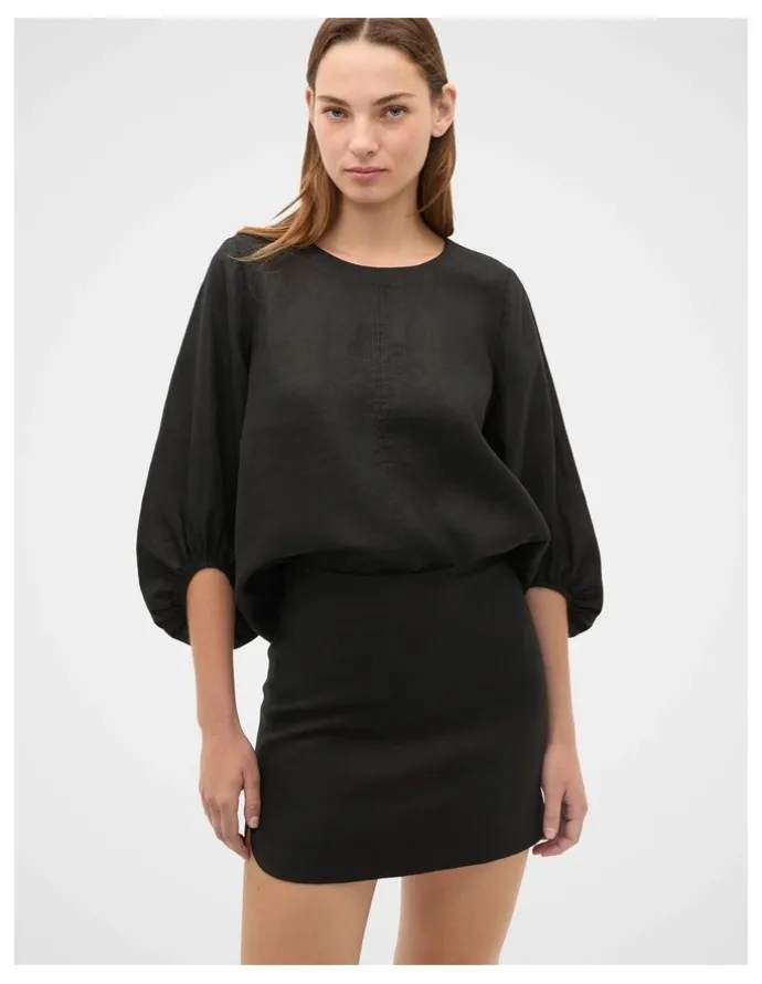 Seed Heritage Core Linen Curve Hem Mini Skirt