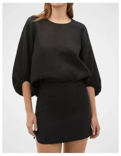 Seed Heritage Core Linen Curve Hem Mini Skirt