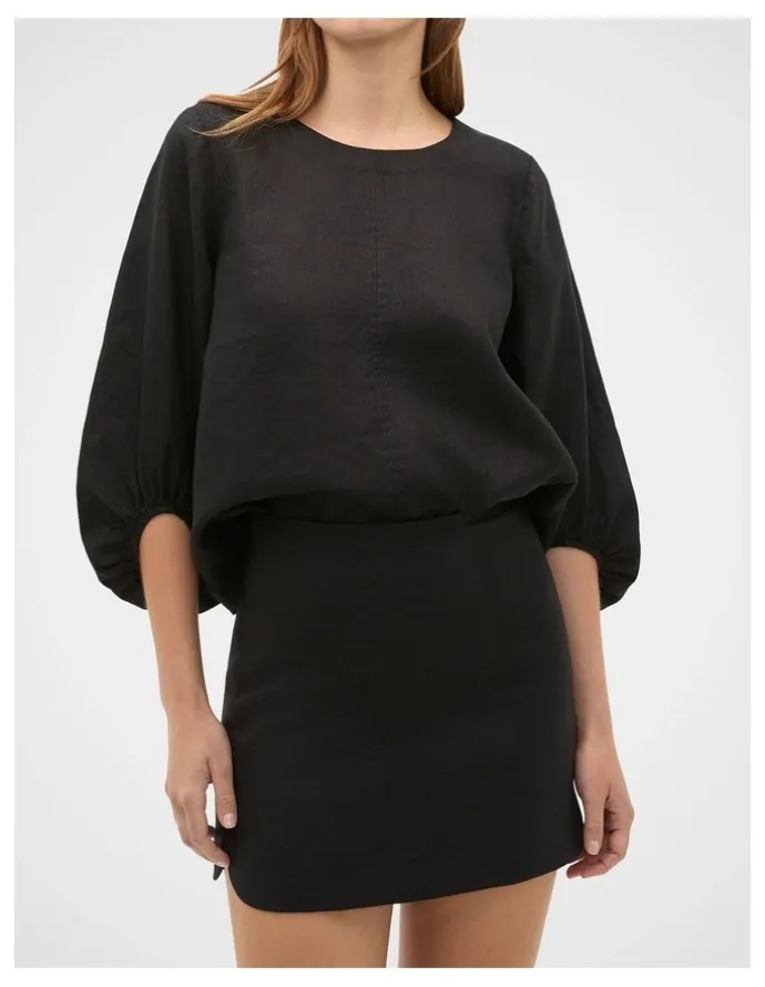 Seed Heritage Core Linen Curve Hem Mini Skirt