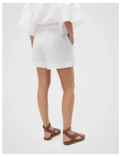 Seed Heritage Core Linen Gathered Palazzo Short in Whisper White