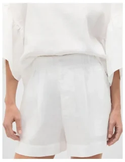Seed Heritage Core Linen Gathered Palazzo Short in Whisper White