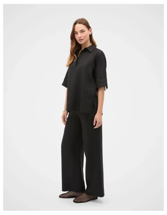 Seed Heritage Core Linen Waisted Pant in Black