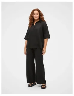 Seed Heritage Core Linen Waisted Pant in Black