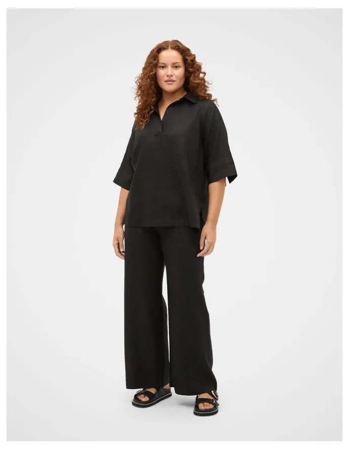 Seed Heritage Core Linen Waisted Pant in Black