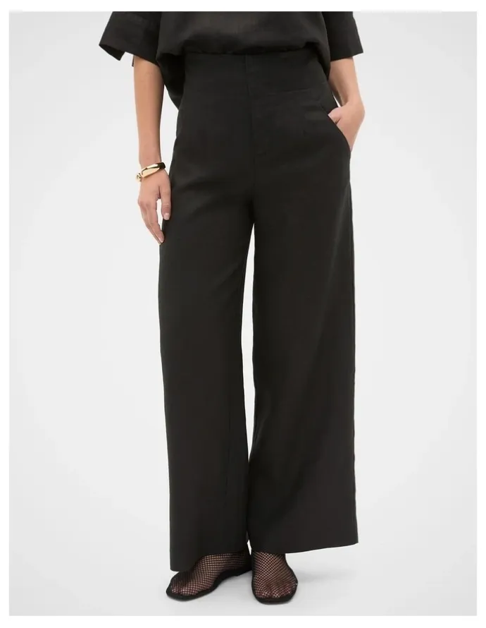 Seed Heritage Core Linen Waisted Pant in Black