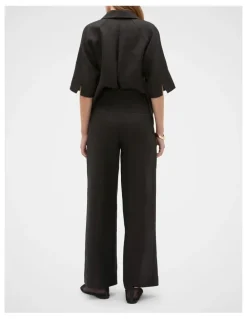 Seed Heritage Core Linen Waisted Pant in Black
