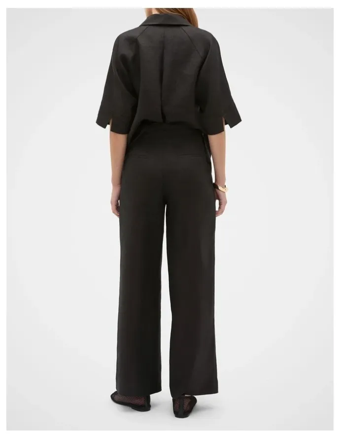 Seed Heritage Core Linen Waisted Pant in Black