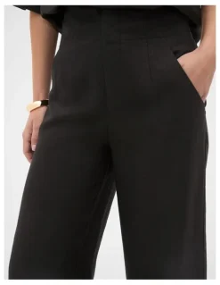 Seed Heritage Core Linen Waisted Pant in Black