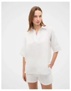 Seed Heritage Core Linen Half Placket Popover