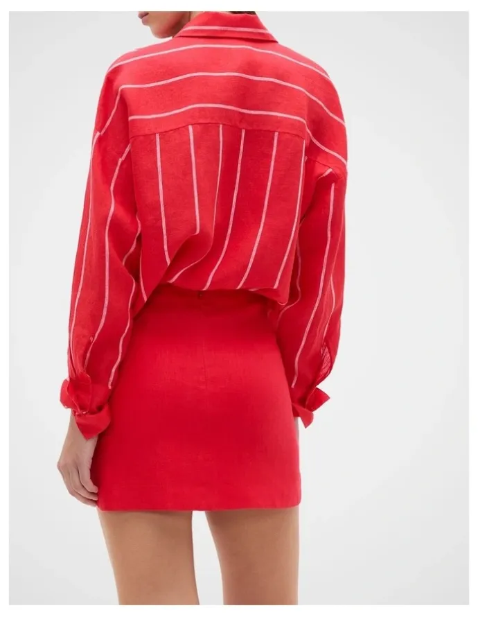 Seed Heritage Core Linen Curve Hem Mini Skirt