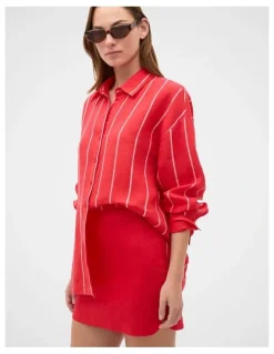 Seed Heritage Core Linen Curve Hem Mini Skirt