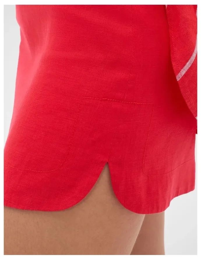 Seed Heritage Core Linen Curve Hem Mini Skirt