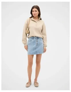 Seed Heritage Denim Mini Button Through Skirt
