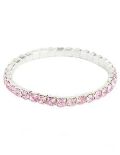 Seed Heritage Diamante Stretch Bracelet in Pink