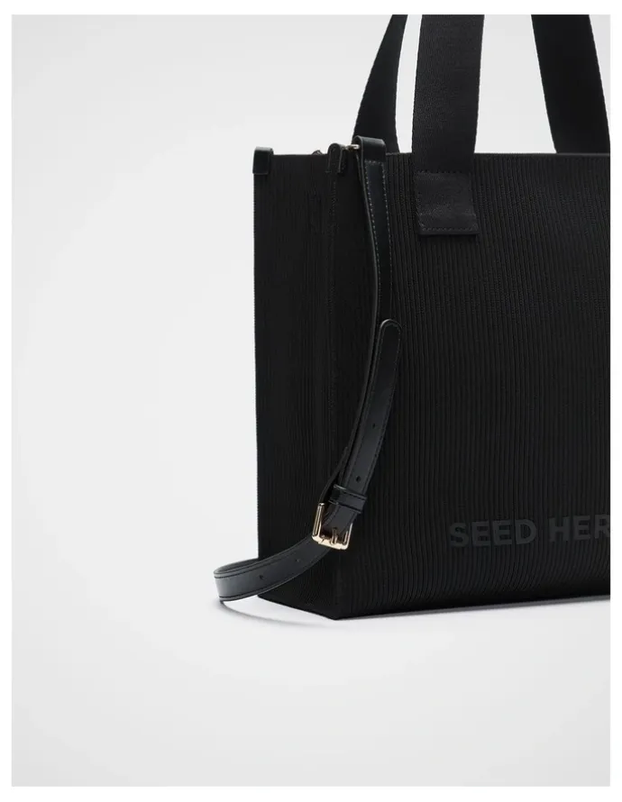 Seed Heritage Knit Tote Bag in Black