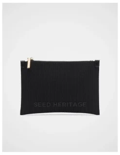 Seed Heritage Knit Zip Purse in Black