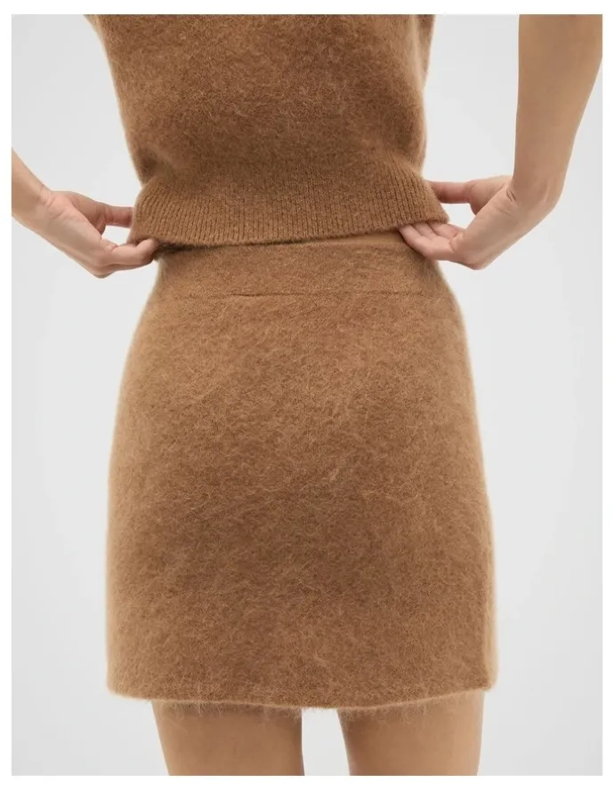 Seed Heritage Knitted Mini Skirt in Amaretto