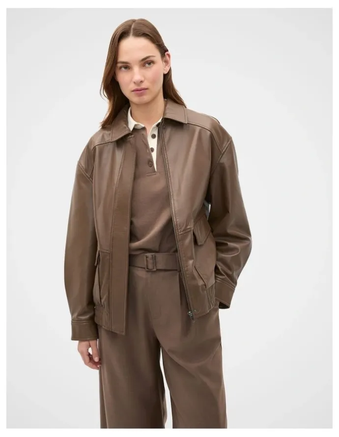 Seed Heritage Leather Bomber Jacket