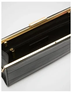 Seed Heritage Leather Box Clutch in Black