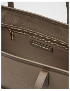 Seed Heritage Leather Detail Carry All Tote in Cocoa