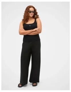 Seed Heritage Linen Easy Wide Leg Pant in Black