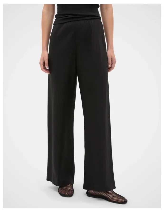 Seed Heritage Linen Easy Wide Leg Pant in Black