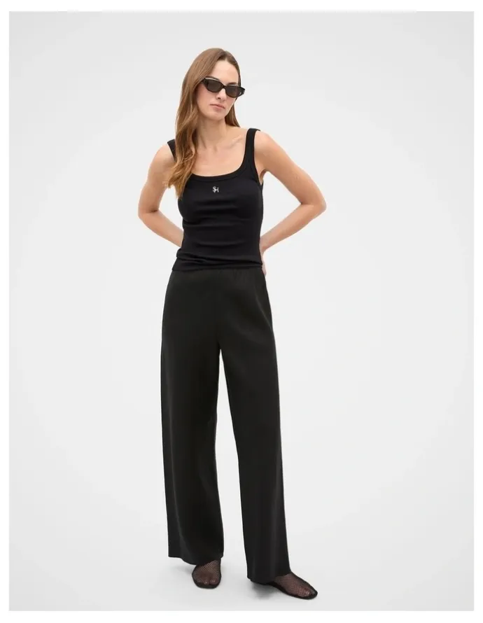 Seed Heritage Linen Easy Wide Leg Pant in Black