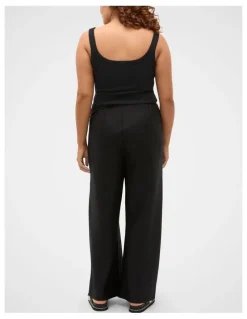 Seed Heritage Linen Easy Wide Leg Pant in Black