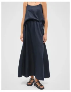 Seed Heritage Linen Voluminous Skirt in Twilight Blue
