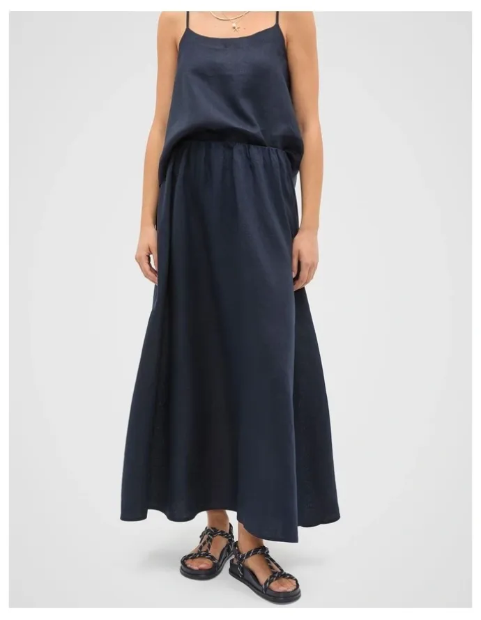 Seed Heritage Linen Voluminous Skirt in Twilight Blue