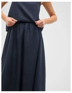Seed Heritage Linen Voluminous Skirt in Twilight Blue