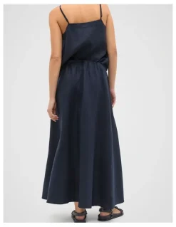 Seed Heritage Linen Voluminous Skirt in Twilight Blue