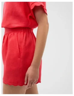 Seed Heritage Linen Wave Scallop Short in Red