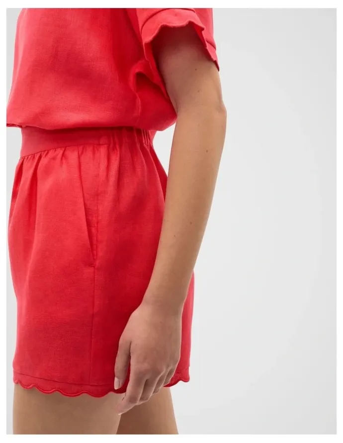 Seed Heritage Linen Wave Scallop Short in Red