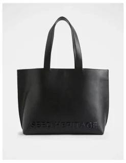Seed Heritage Logo Detail Tote in Black