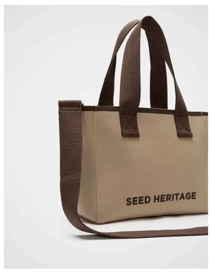 Seed Heritage Logo Knit Mini Tote in Sandstone