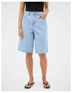 Seed Heritage Longline Jean Short in Glacial Blue Wash