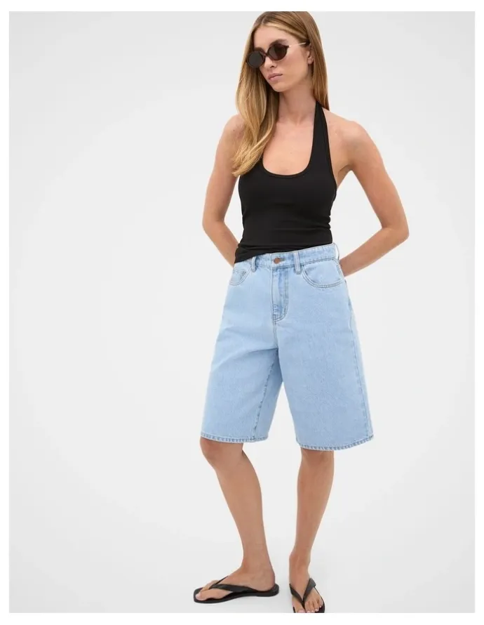 Seed Heritage Longline Jean Short in Glacial Blue Wash