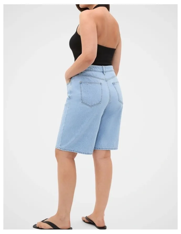 Seed Heritage Longline Jean Short in Glacial Blue Wash