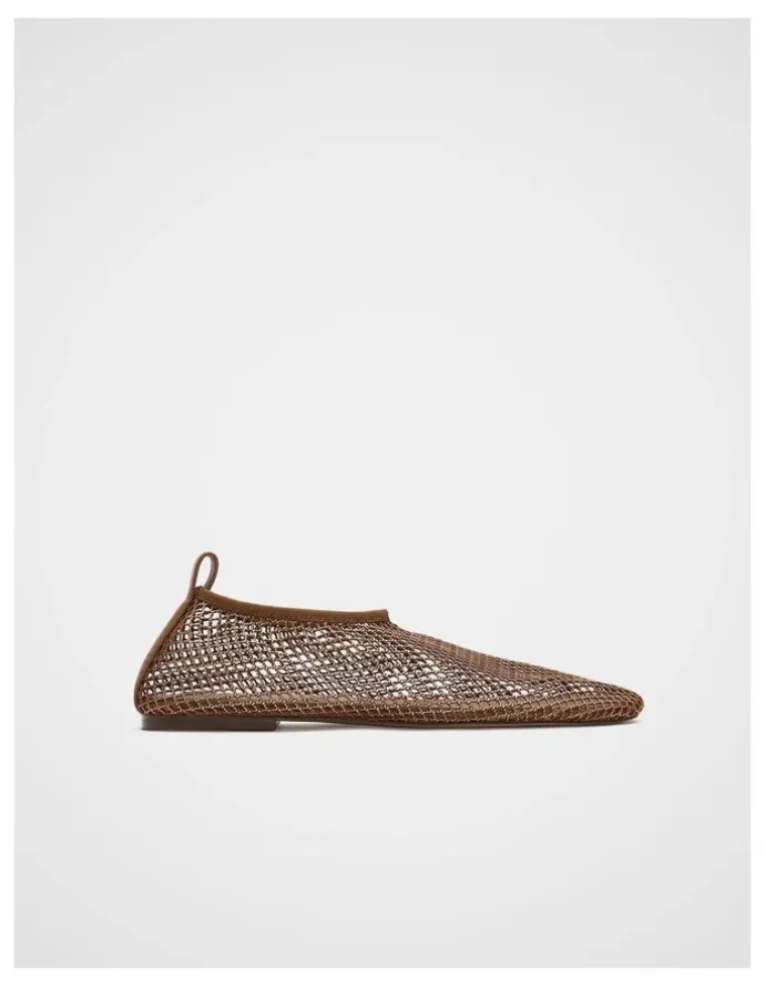 Seed Heritage Luna Mesh Flat in Tan Gold