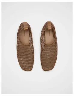 Seed Heritage Luna Mesh Flat in Tan Gold