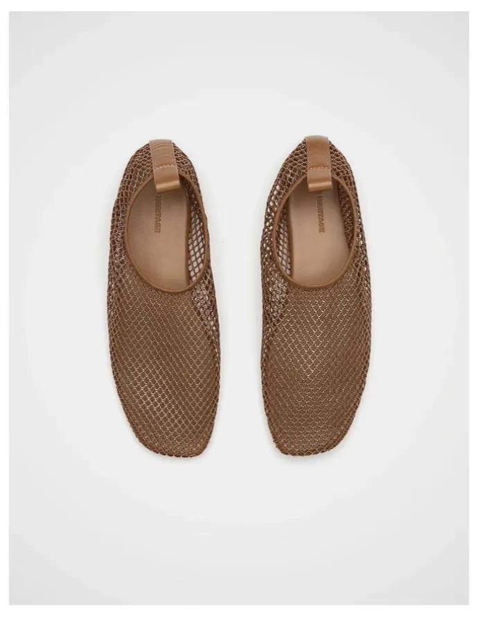 Seed Heritage Luna Mesh Flat in Tan Gold