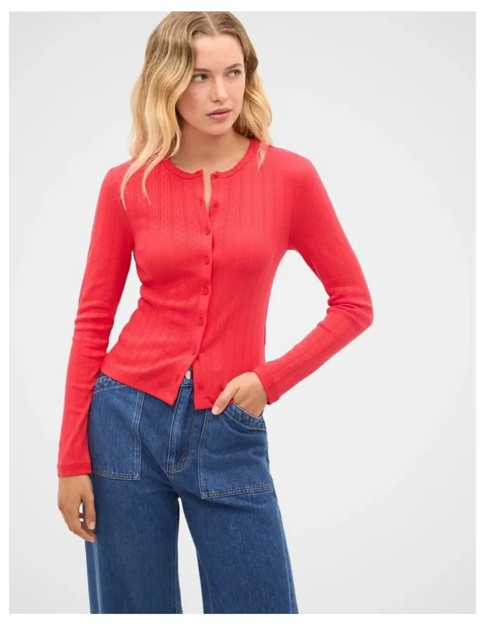 Seed Heritage Pointelle Button Cardigan