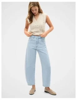 Seed Heritage Pom Pom Cable Knit Vest in Mist Marle